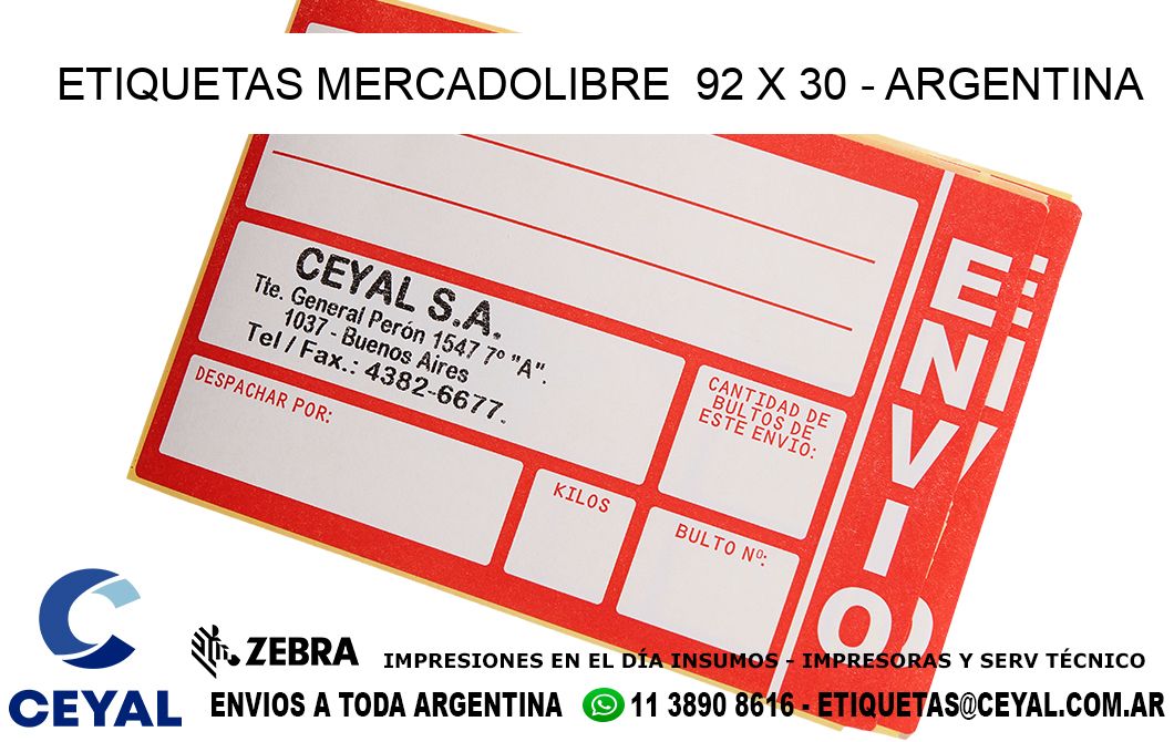 ETIQUETAS MERCADOLIBRE  92 x 30 - ARGENTINA