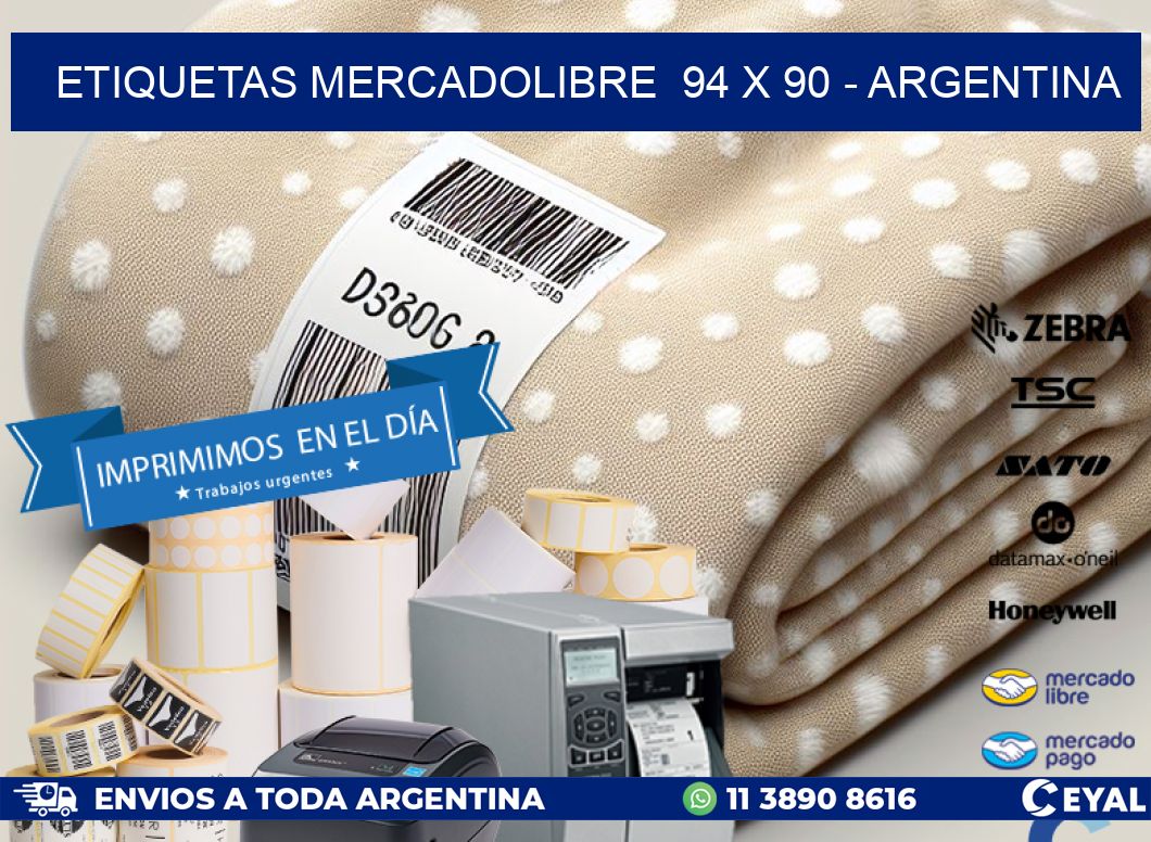 ETIQUETAS MERCADOLIBRE  94 x 90 - ARGENTINA