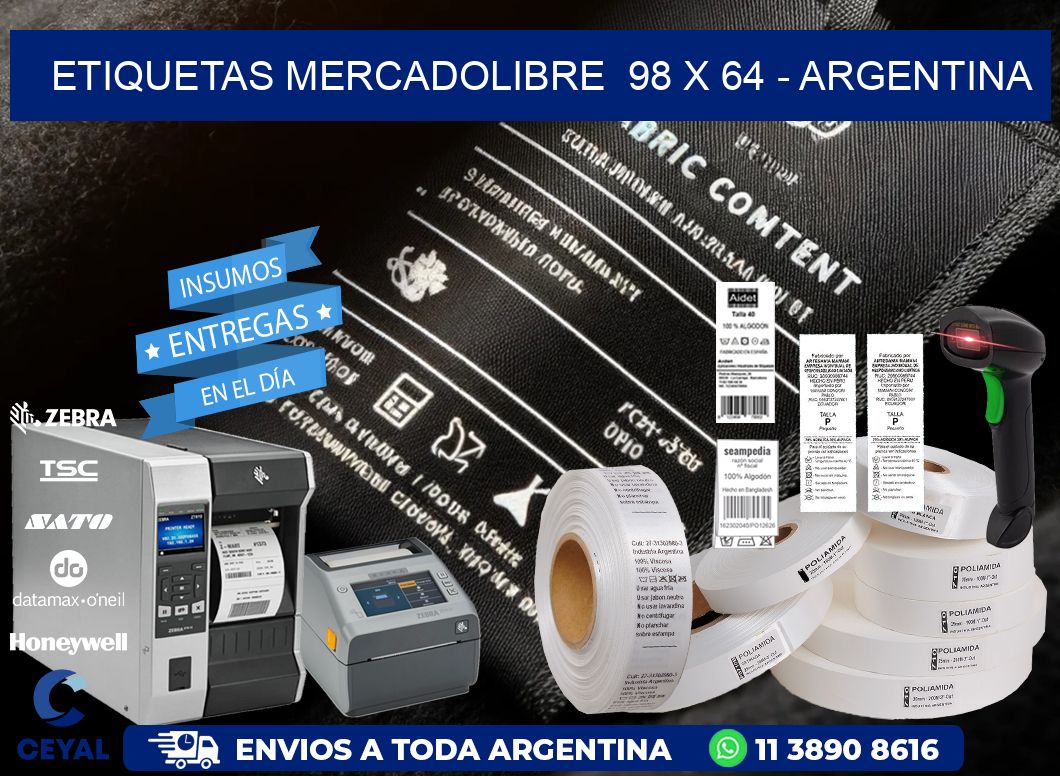 ETIQUETAS MERCADOLIBRE  98 x 64 - ARGENTINA