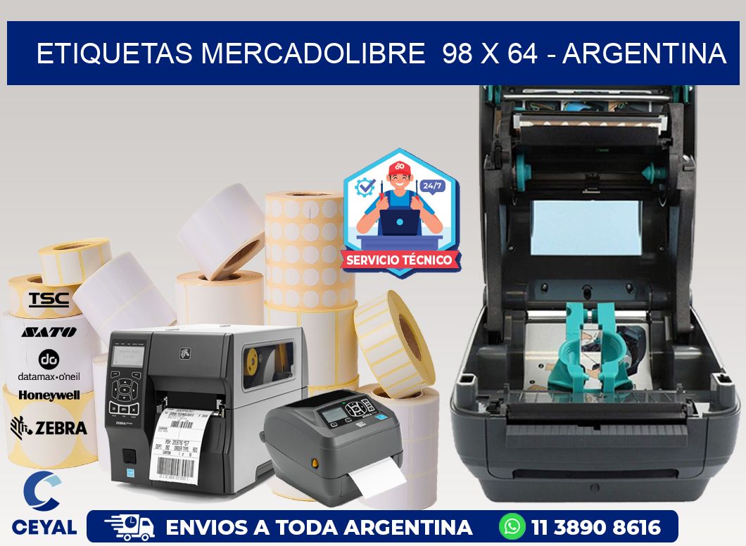 ETIQUETAS MERCADOLIBRE  98 x 64 - ARGENTINA