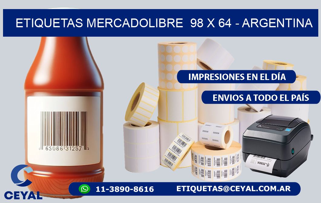 ETIQUETAS MERCADOLIBRE  98 x 64 - ARGENTINA