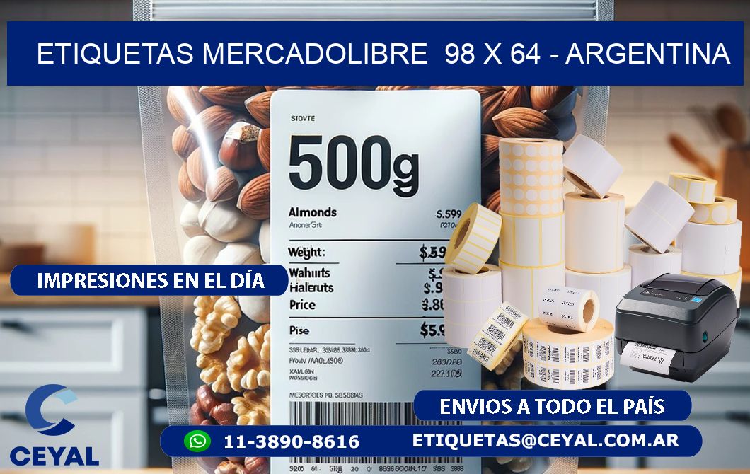 ETIQUETAS MERCADOLIBRE  98 x 64 - ARGENTINA