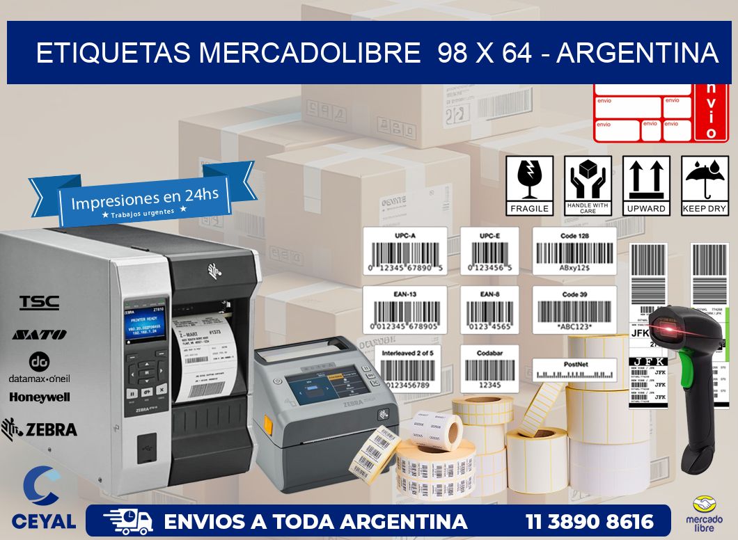 ETIQUETAS MERCADOLIBRE  98 x 64 – ARGENTINA