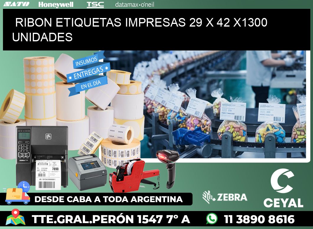 RIBON ETIQUETAS IMPRESAS 29 x 42 X1300 UNIDADES