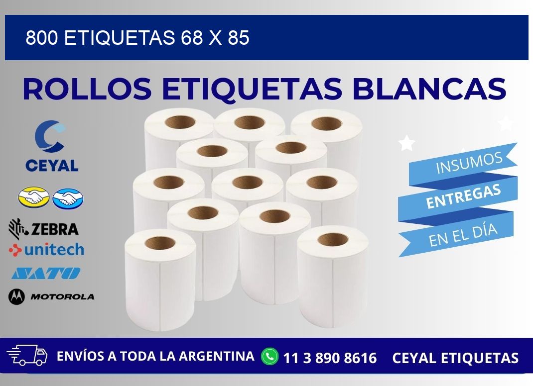 800 ETIQUETAS 68 x 85