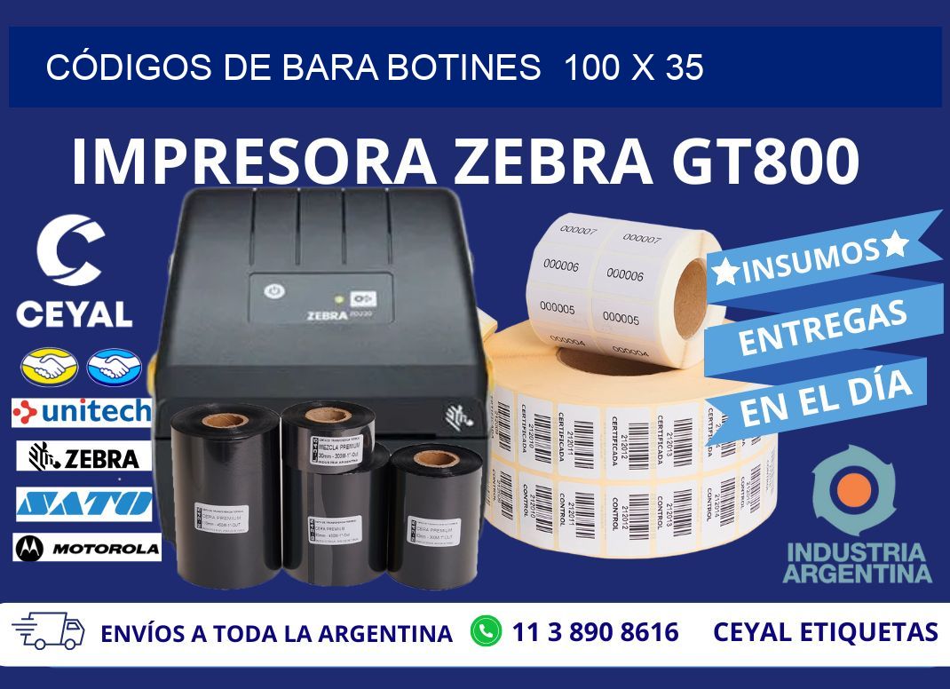 CÓDIGOS DE BARA BOTINES  100 x 35