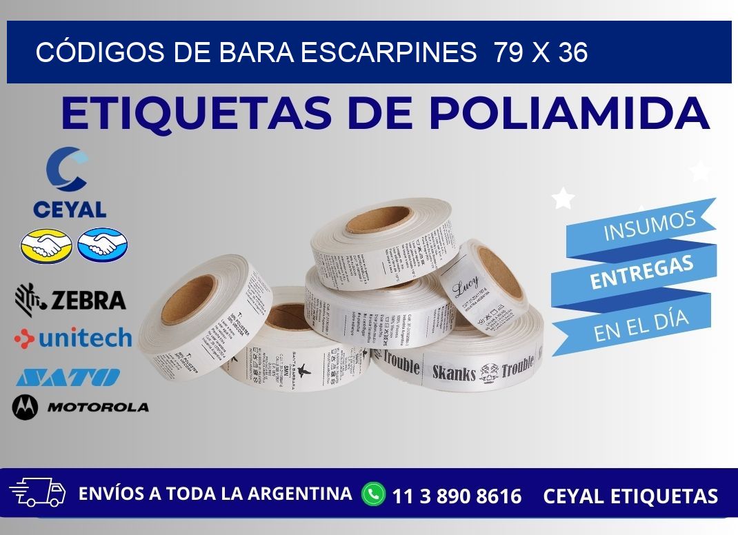 CÓDIGOS DE BARA ESCARPINES  79 x 36