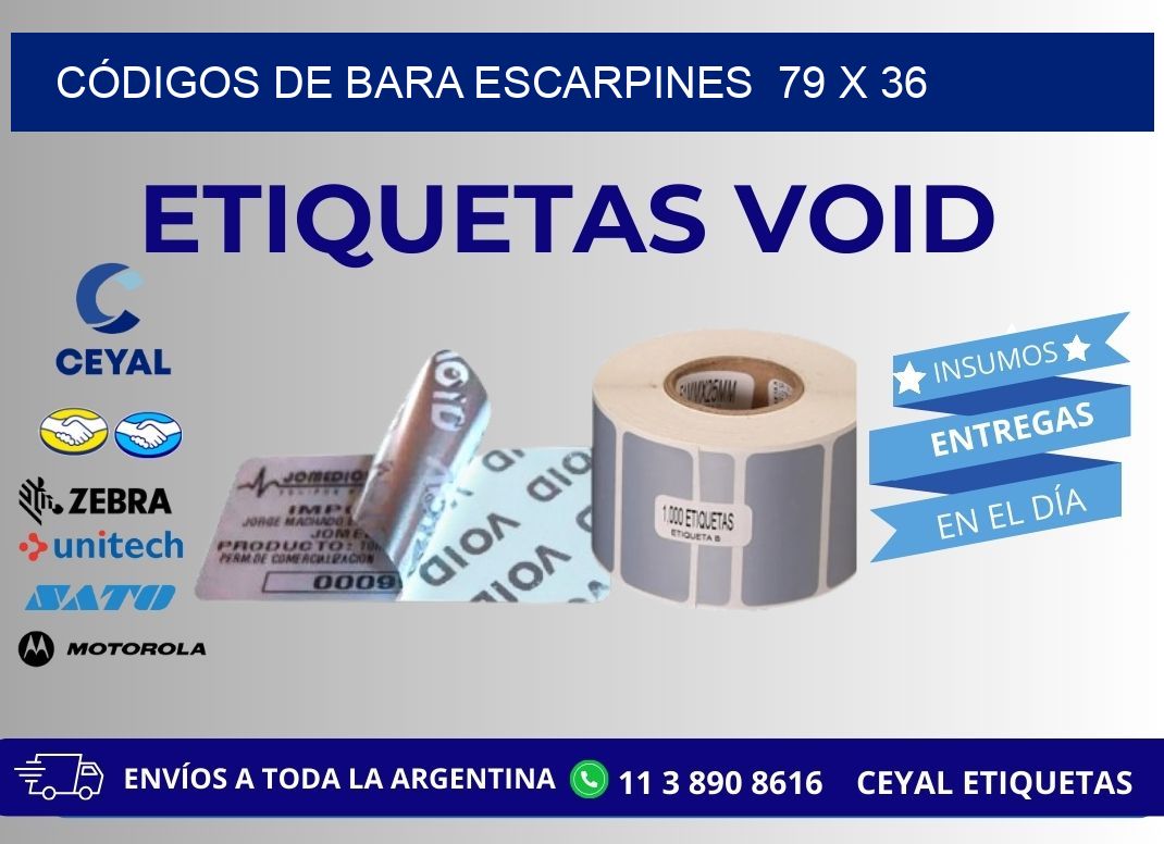 CÓDIGOS DE BARA ESCARPINES  79 x 36
