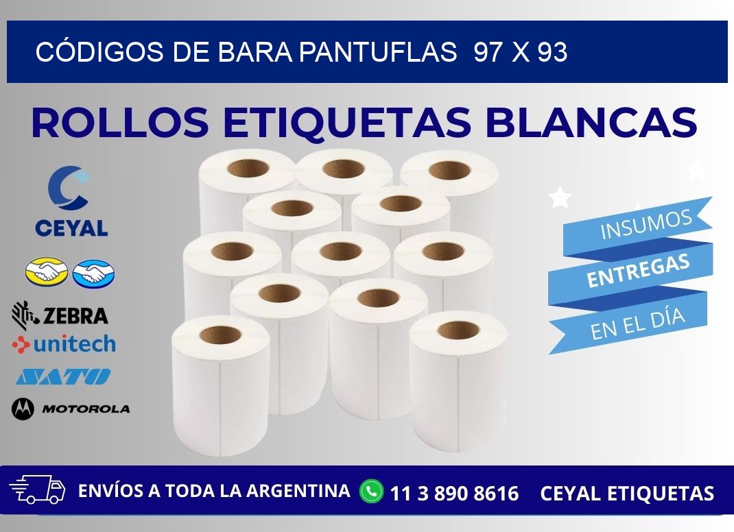 CÓDIGOS DE BARA PANTUFLAS  97 x 93