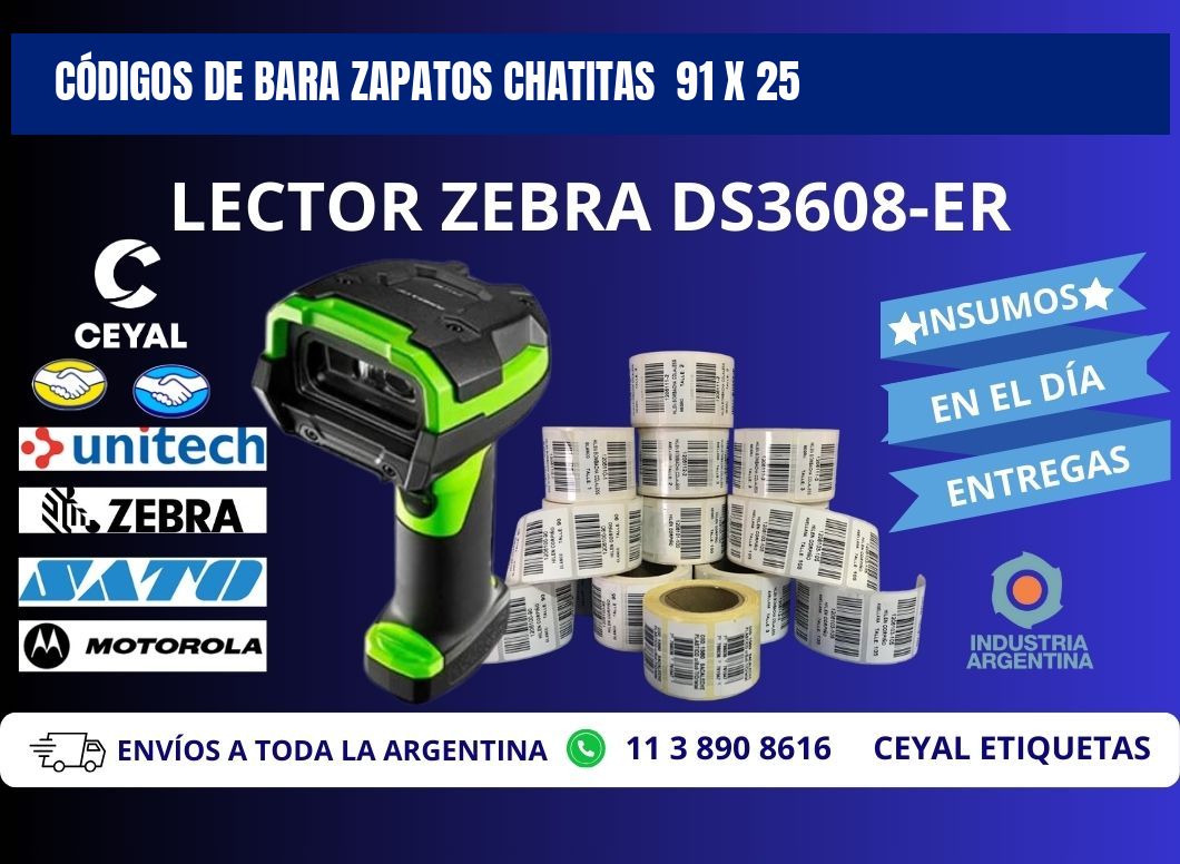 CÓDIGOS DE BARA ZAPATOS CHATITAS  91 x 25