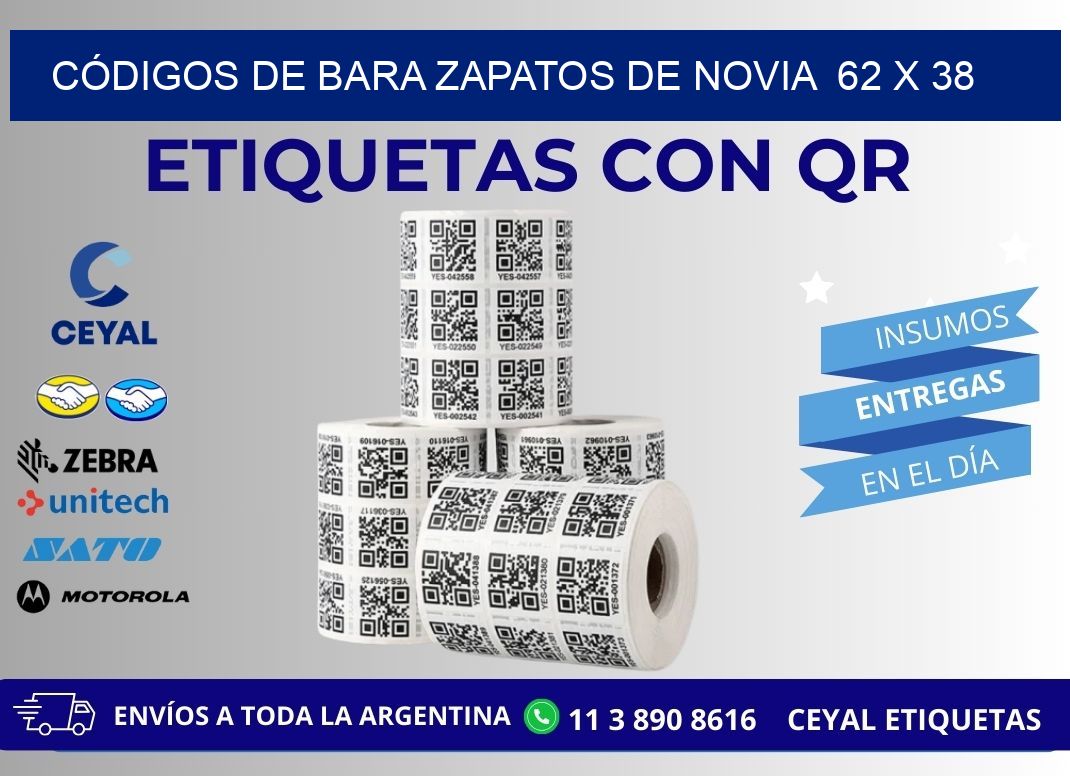 CÓDIGOS DE BARA ZAPATOS DE NOVIA  62 x 38