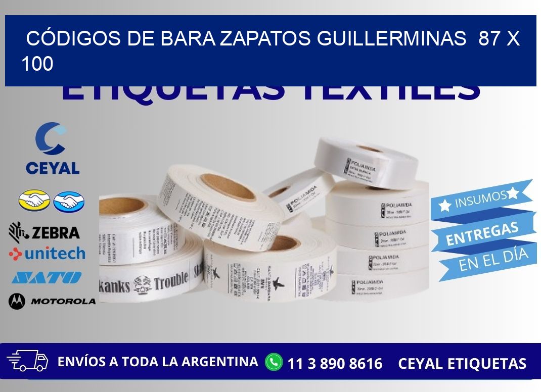 CÓDIGOS DE BARA ZAPATOS GUILLERMINAS  87 x 100