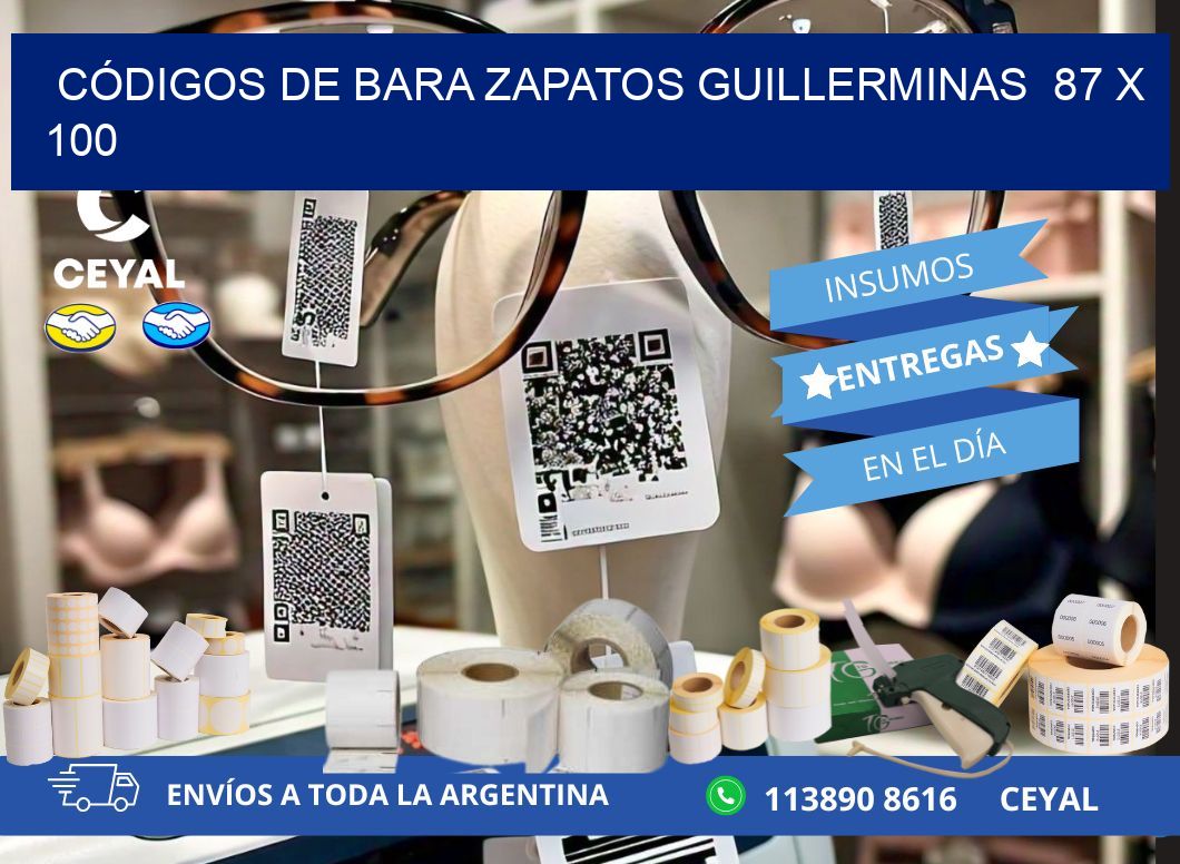 CÓDIGOS DE BARA ZAPATOS GUILLERMINAS  87 x 100