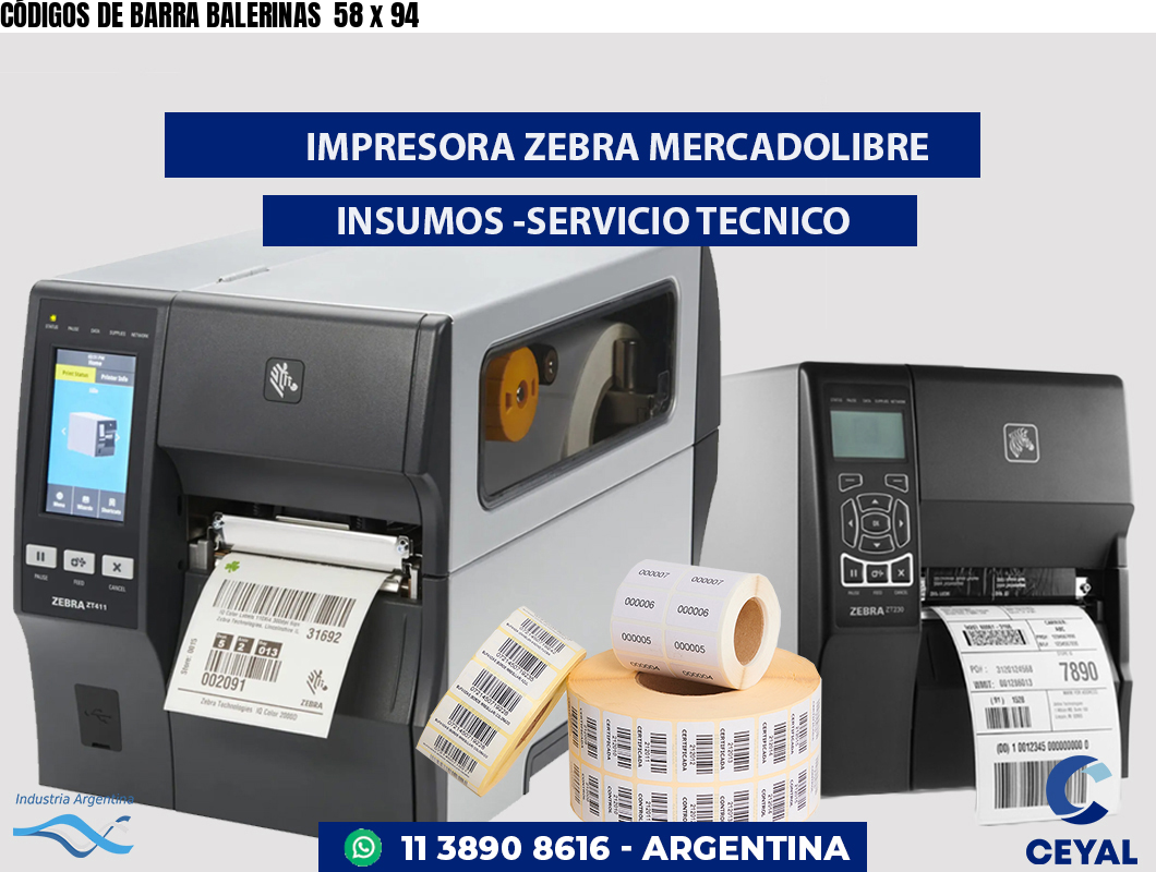CÓDIGOS DE BARRA BALERINAS  58 x 94