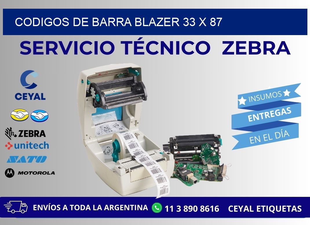 CODIGOS DE BARRA BLAZER 33 x 87