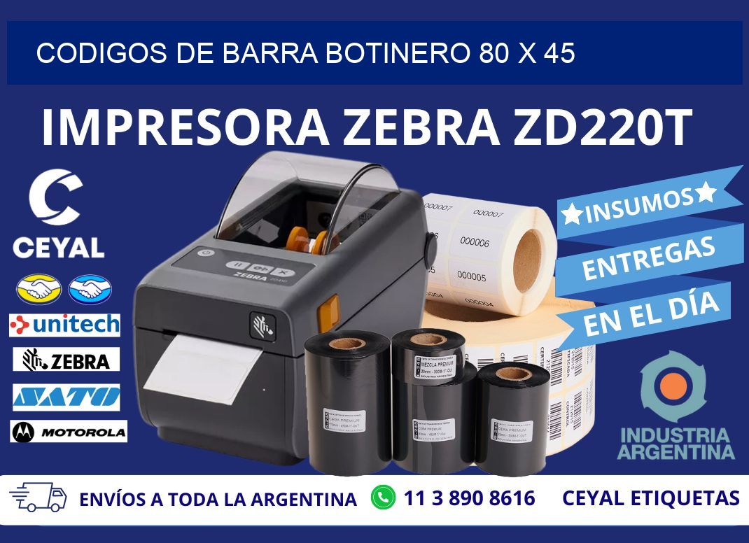 CODIGOS DE BARRA BOTINERO 80 x 45