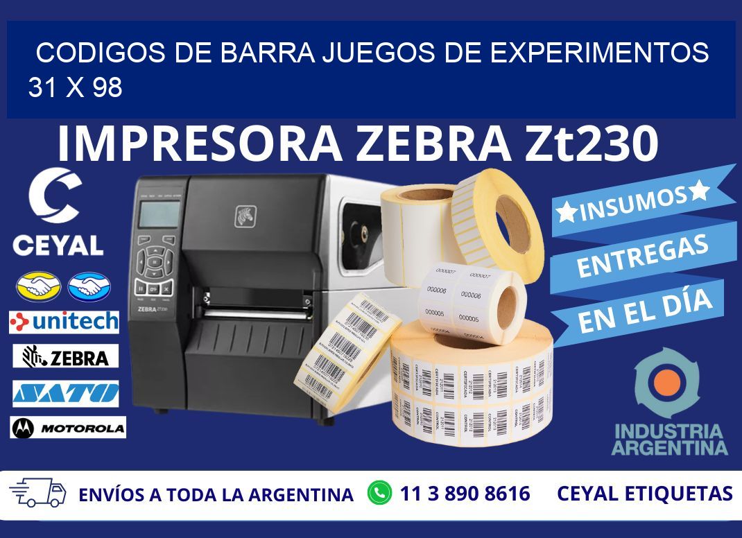 CODIGOS DE BARRA JUEGOS DE EXPERIMENTOS  31 x 98