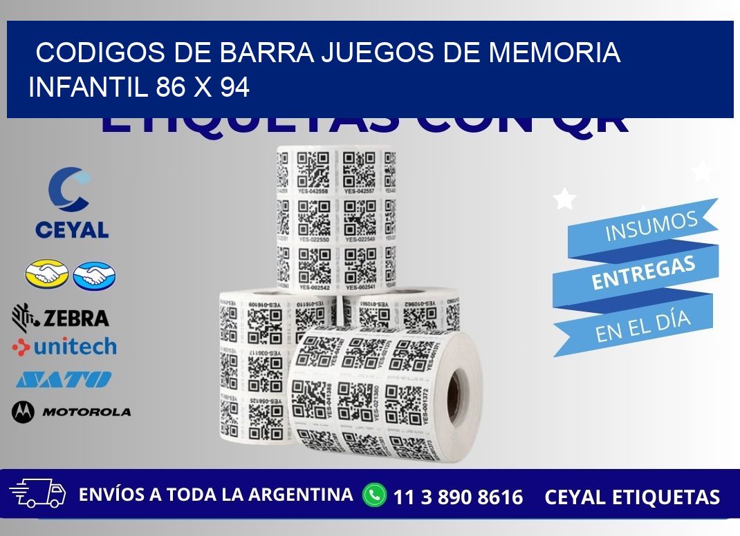 CODIGOS DE BARRA JUEGOS DE MEMORIA INFANTIL 86 x 94