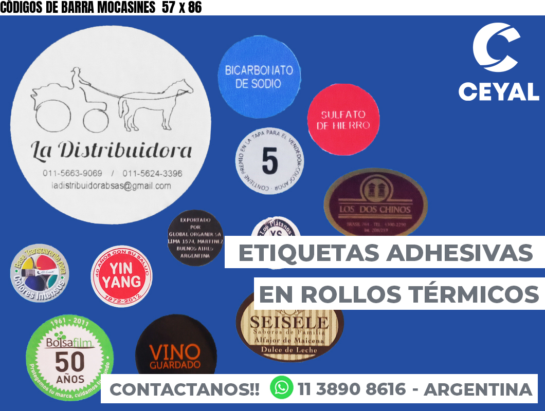 CÓDIGOS DE BARRA MOCASINES  57 x 86