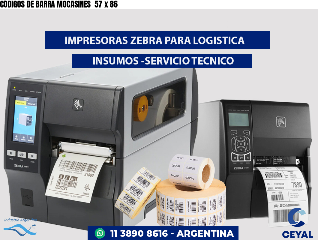 CÓDIGOS DE BARRA MOCASINES  57 x 86