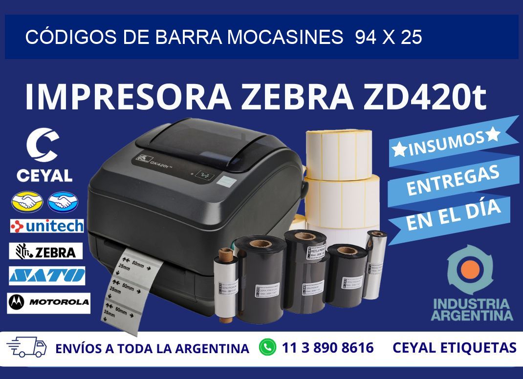 CÓDIGOS DE BARRA MOCASINES  94 x 25