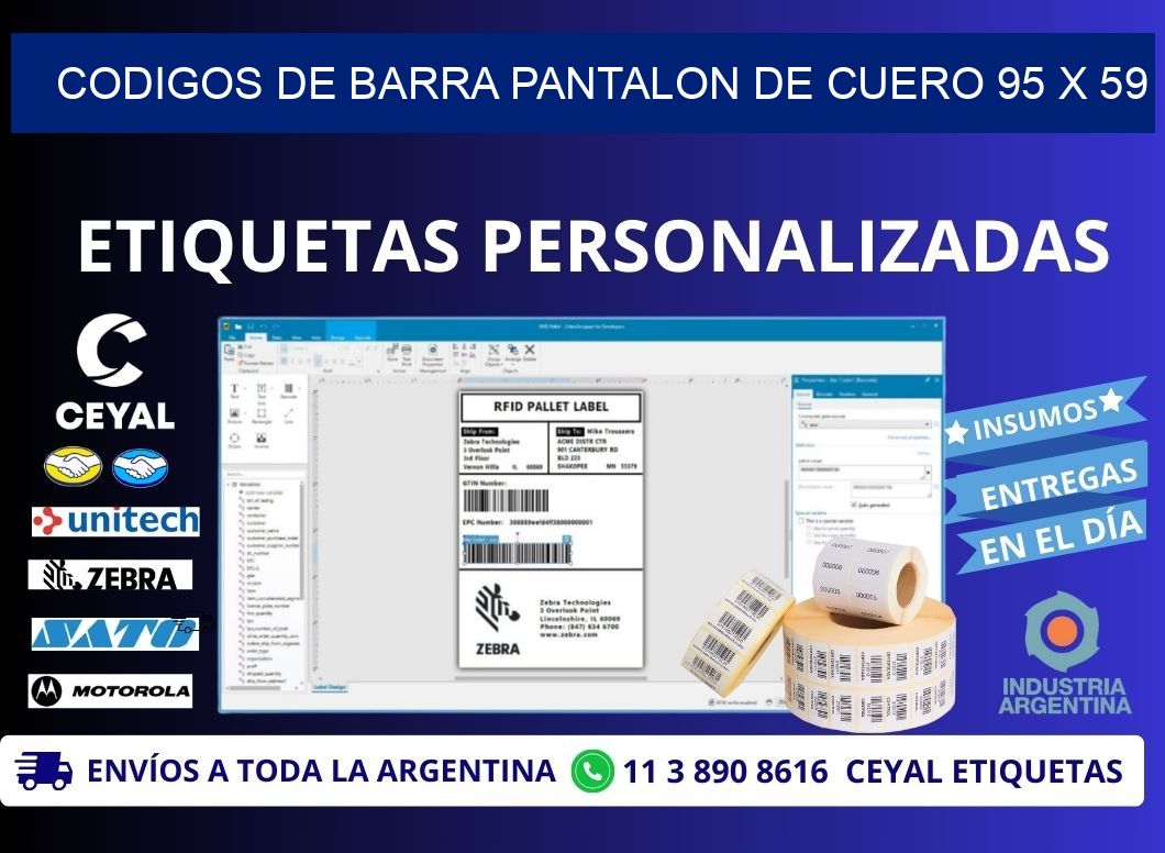 CODIGOS DE BARRA PANTALON DE CUERO 95 x 59