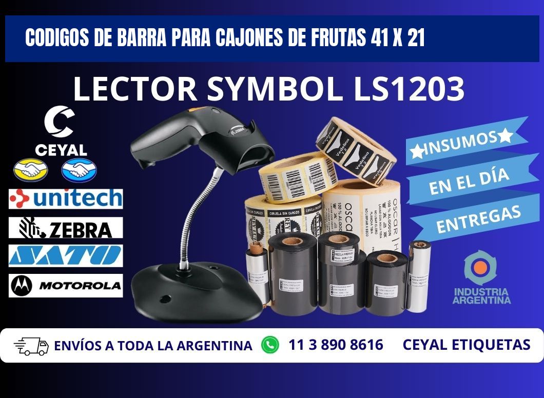 CODIGOS DE BARRA PARA CAJONES DE FRUTAS 41 x 21