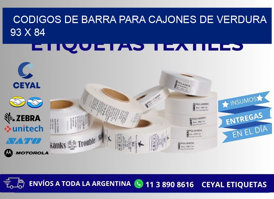 CODIGOS DE BARRA PARA CAJONES DE VERDURA 93 x 84