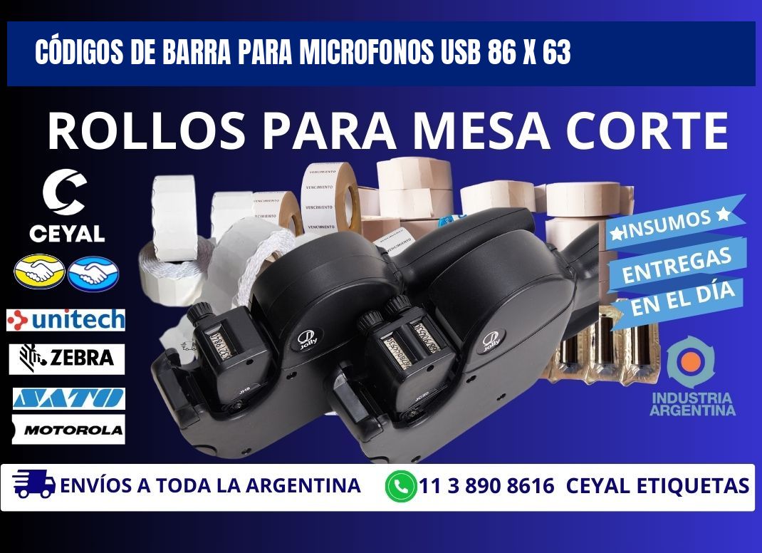 CÓDIGOS DE BARRA PARA MICROFONOS USB 86 x 63