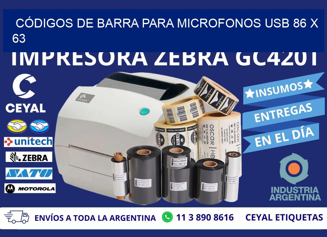 CÓDIGOS DE BARRA PARA MICROFONOS USB 86 x 63