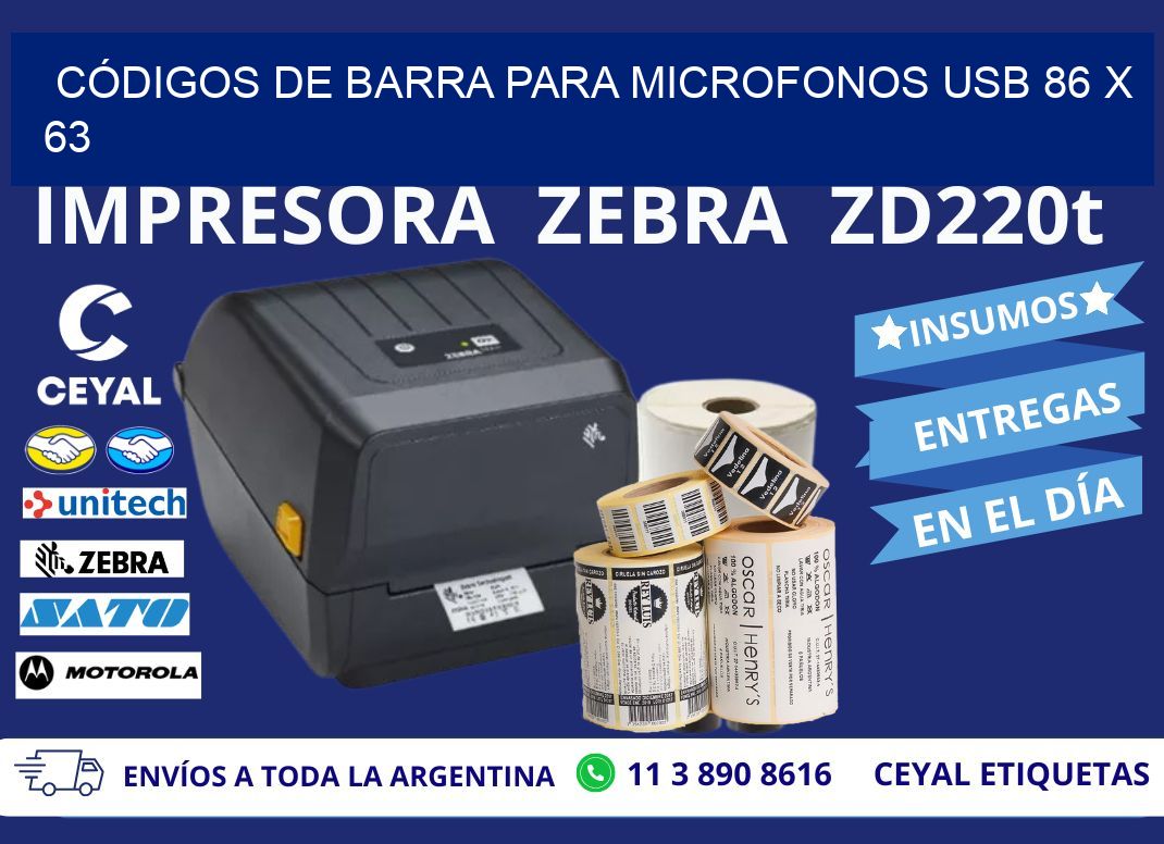 CÓDIGOS DE BARRA PARA MICROFONOS USB 86 x 63