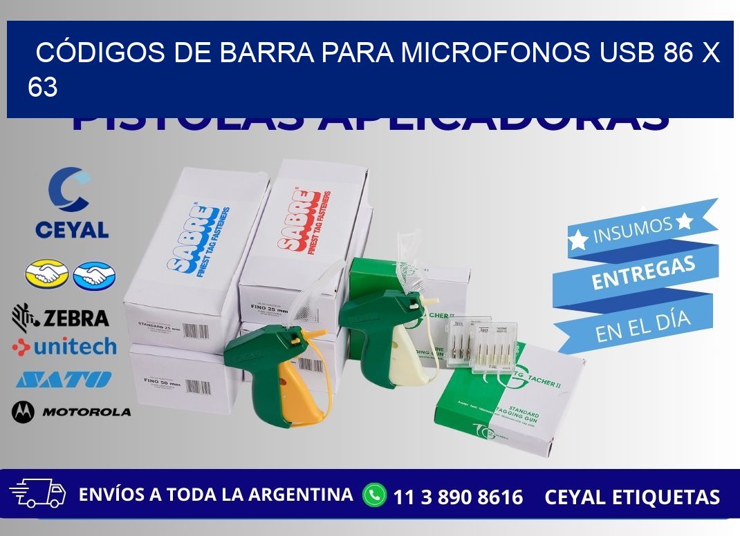 CÓDIGOS DE BARRA PARA MICROFONOS USB 86 x 63