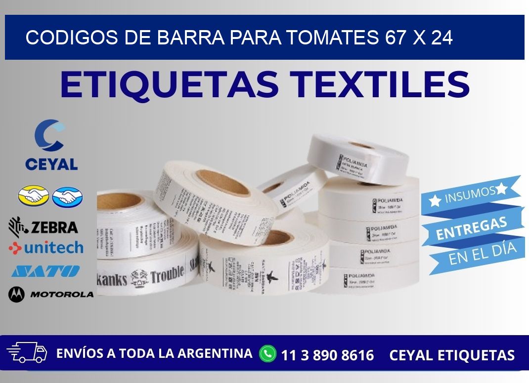 CODIGOS DE BARRA PARA TOMATES 67 x 24