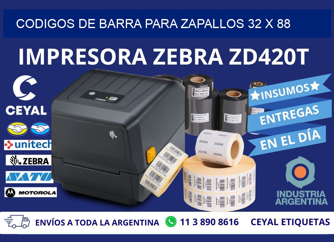 CODIGOS DE BARRA PARA ZAPALLOS 32 x 88
