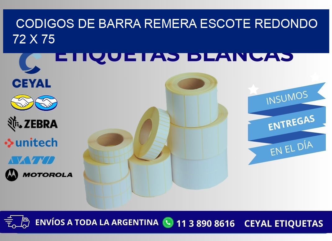 CODIGOS DE BARRA REMERA ESCOTE REDONDO 72 x 75