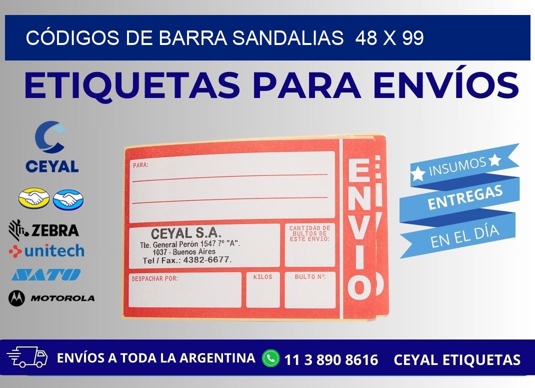 CÓDIGOS DE BARRA SANDALIAS  48 x 99