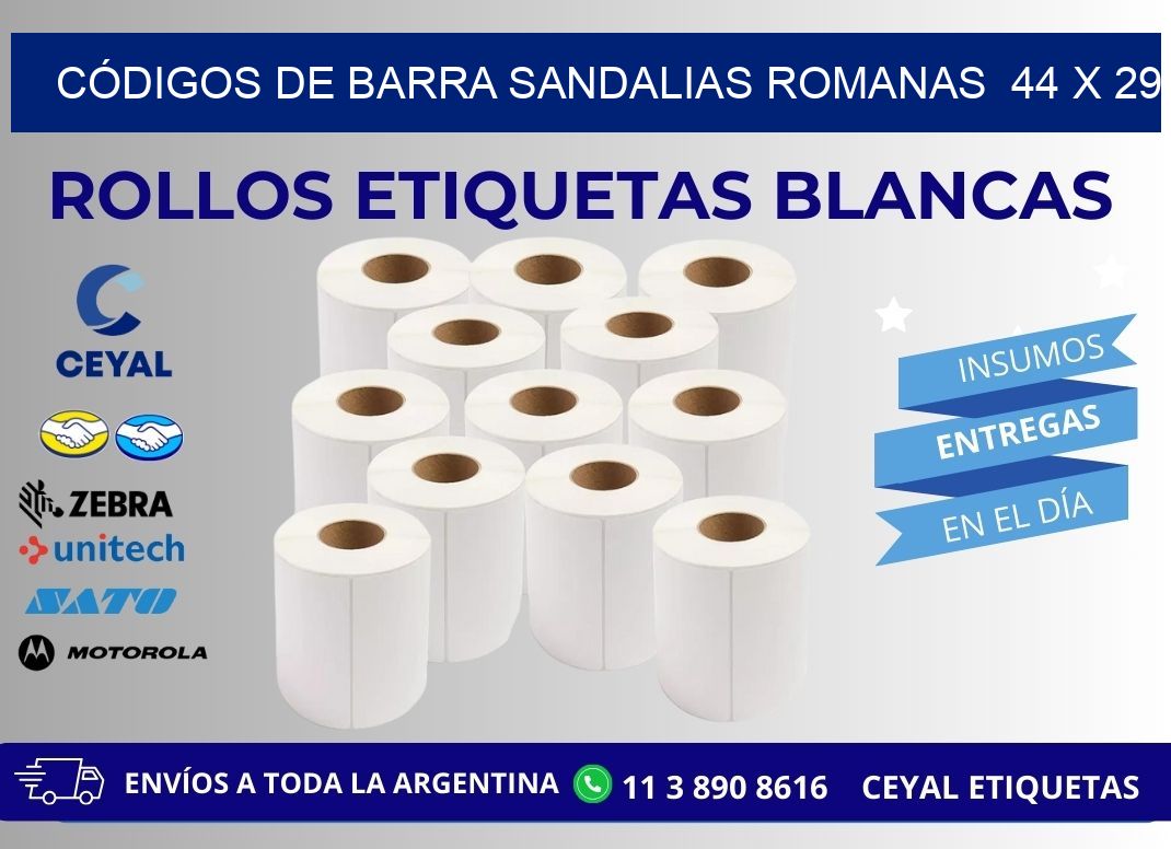 CÓDIGOS DE BARRA SANDALIAS ROMANAS  44 x 29