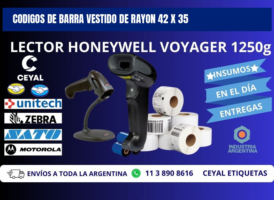 CODIGOS DE BARRA VESTIDO DE RAYON 42 x 35