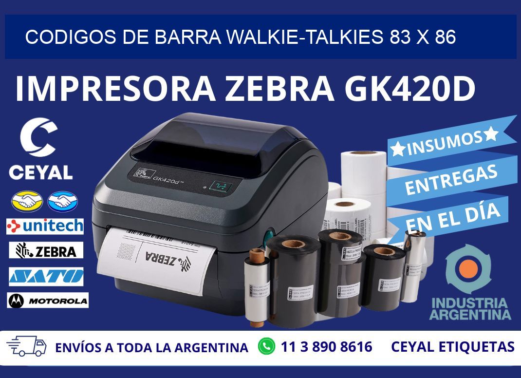 CODIGOS DE BARRA WALKIE-TALKIES 83 x 86