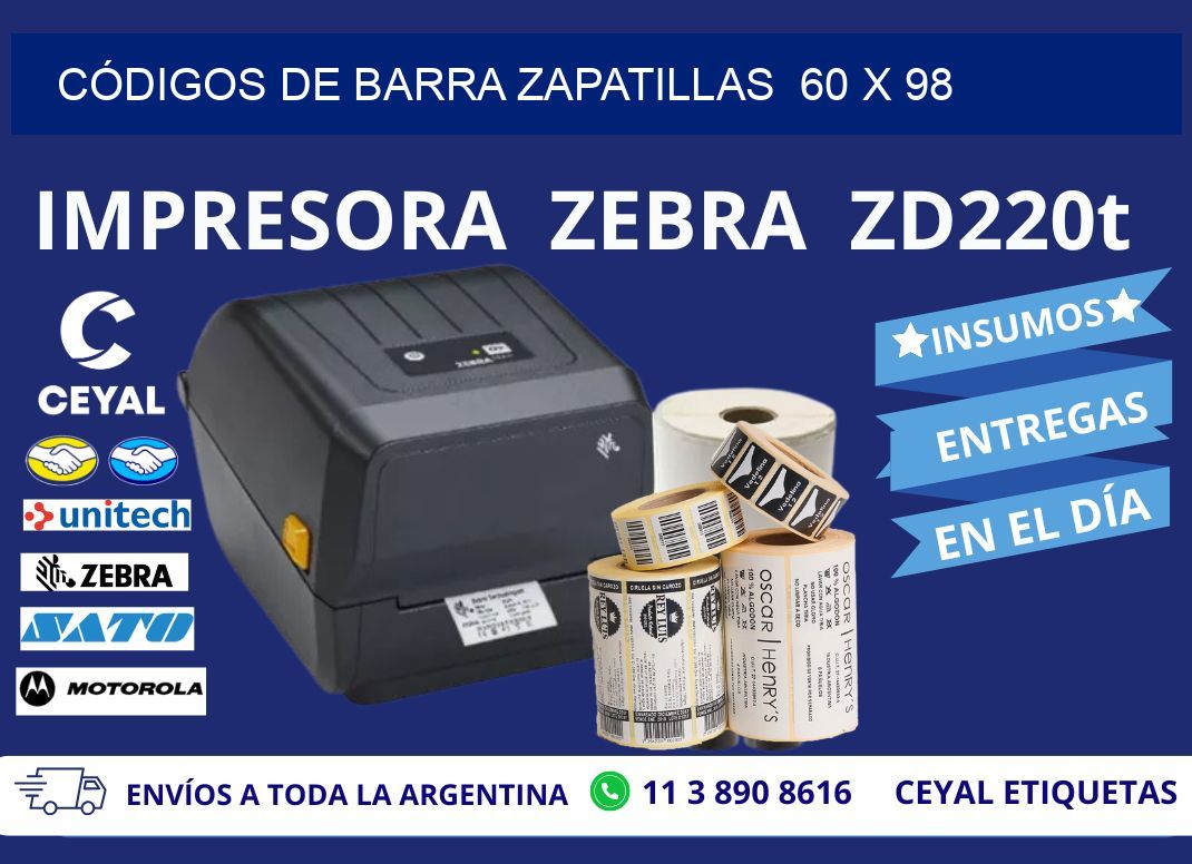 CÓDIGOS DE BARRA ZAPATILLAS  60 x 98