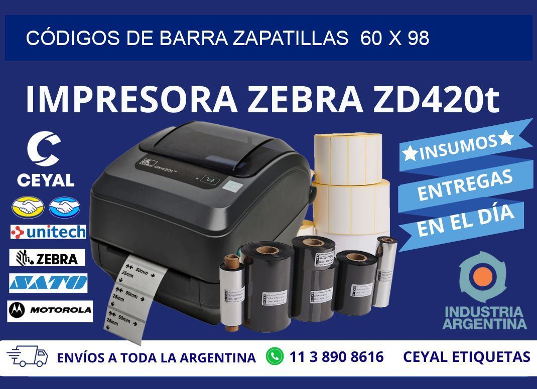 CÓDIGOS DE BARRA ZAPATILLAS  60 x 98