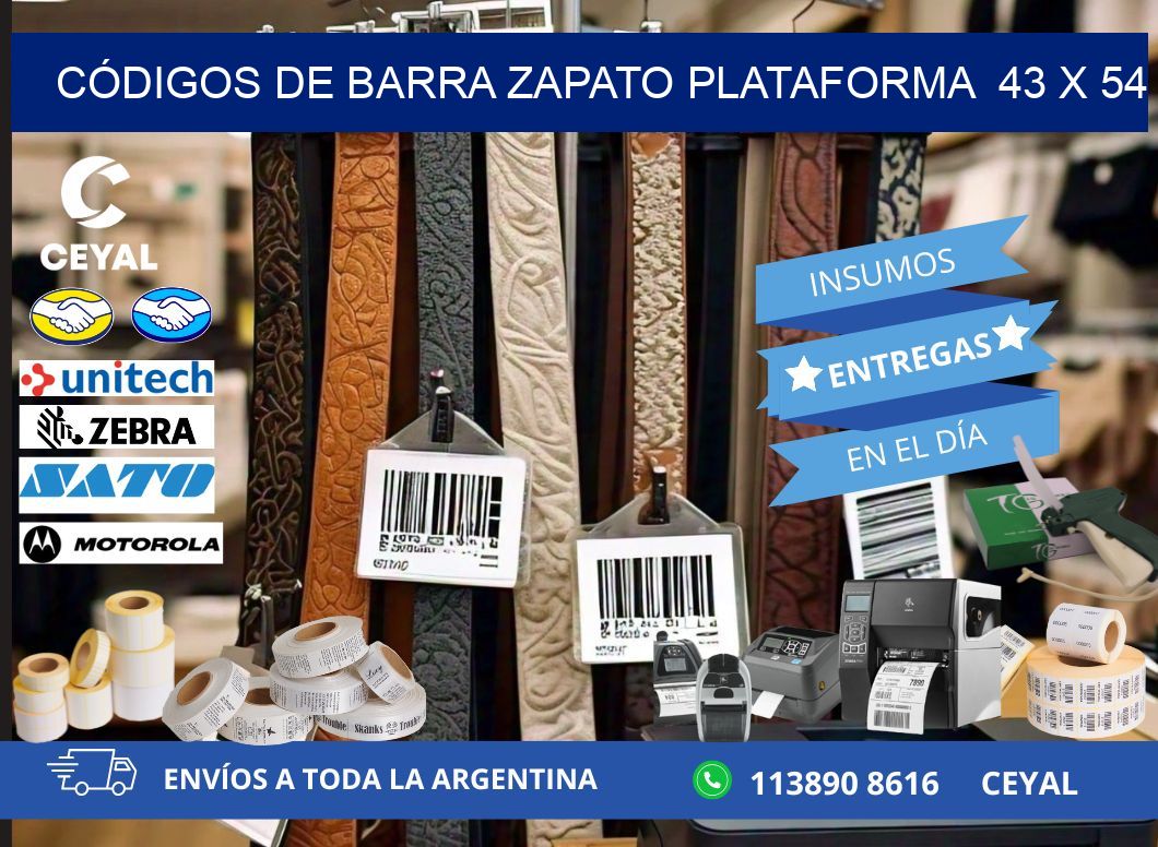 CÓDIGOS DE BARRA ZAPATO PLATAFORMA  43 x 54
