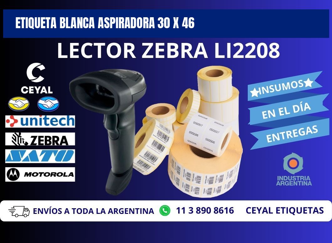ETIQUETA BLANCA ASPIRADORA 30 x 46