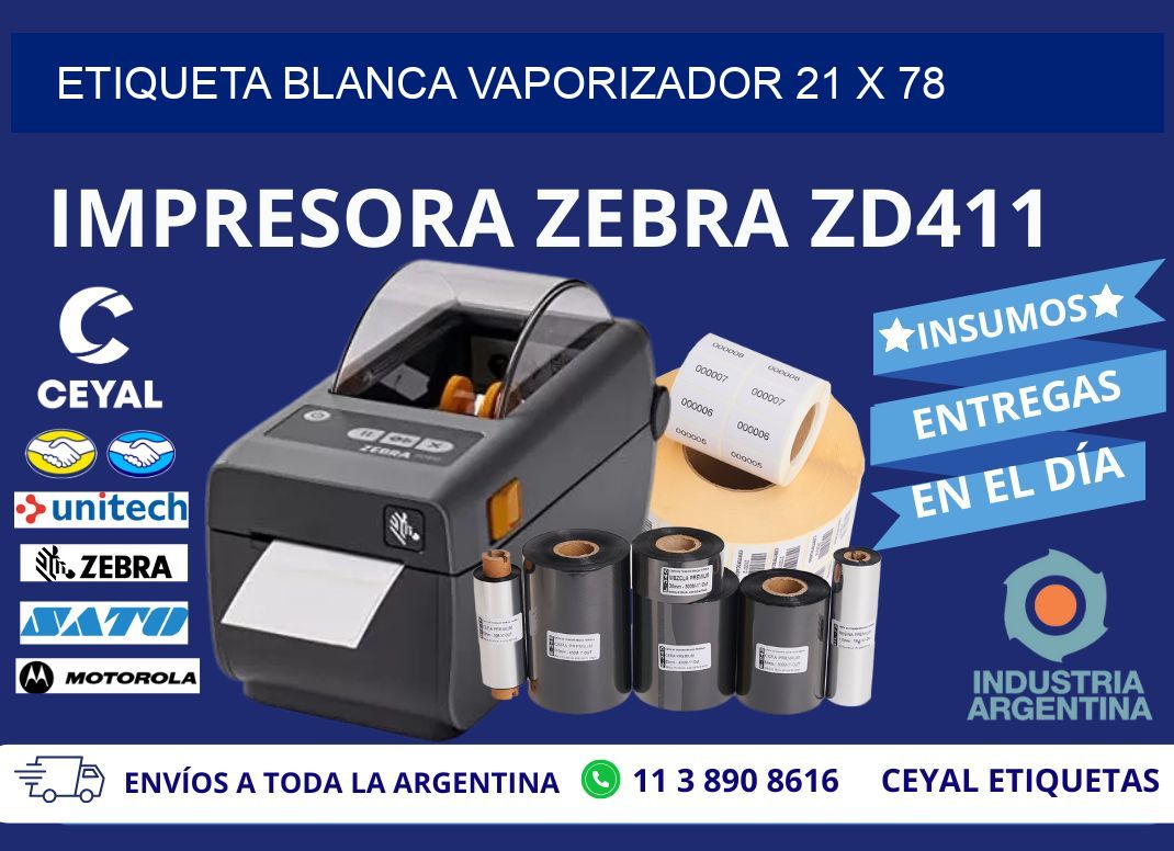 ETIQUETA BLANCA VAPORIZADOR 21 x 78