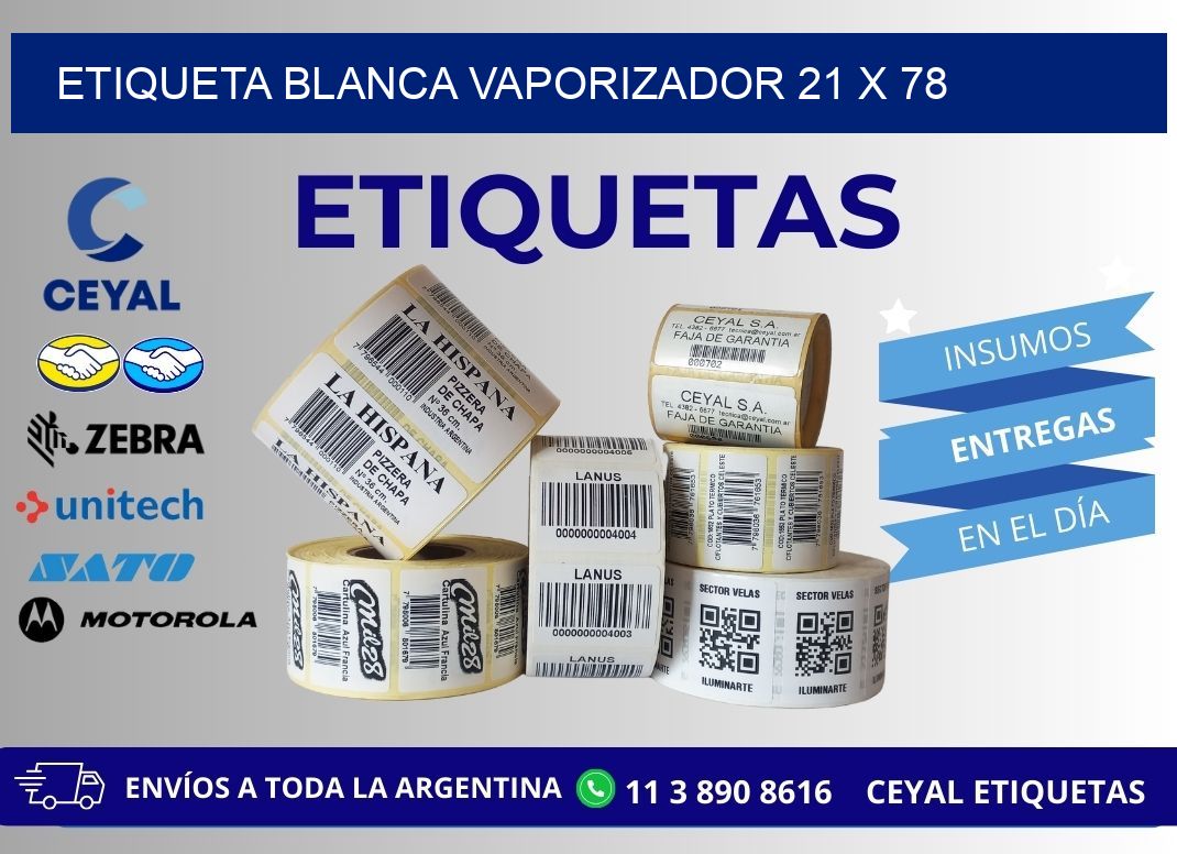 ETIQUETA BLANCA VAPORIZADOR 21 x 78