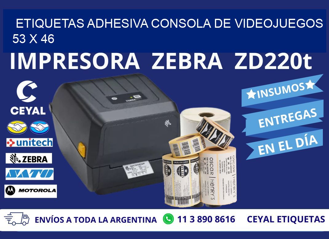 ETIQUETAS ADHESIVA CONSOLA DE VIDEOJUEGOS 53 x 46