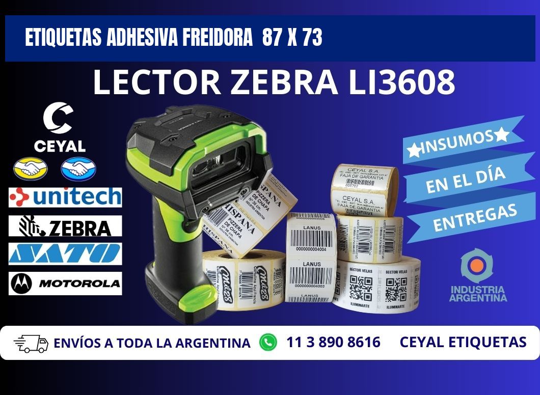 ETIQUETAS ADHESIVA FREIDORA  87 x 73