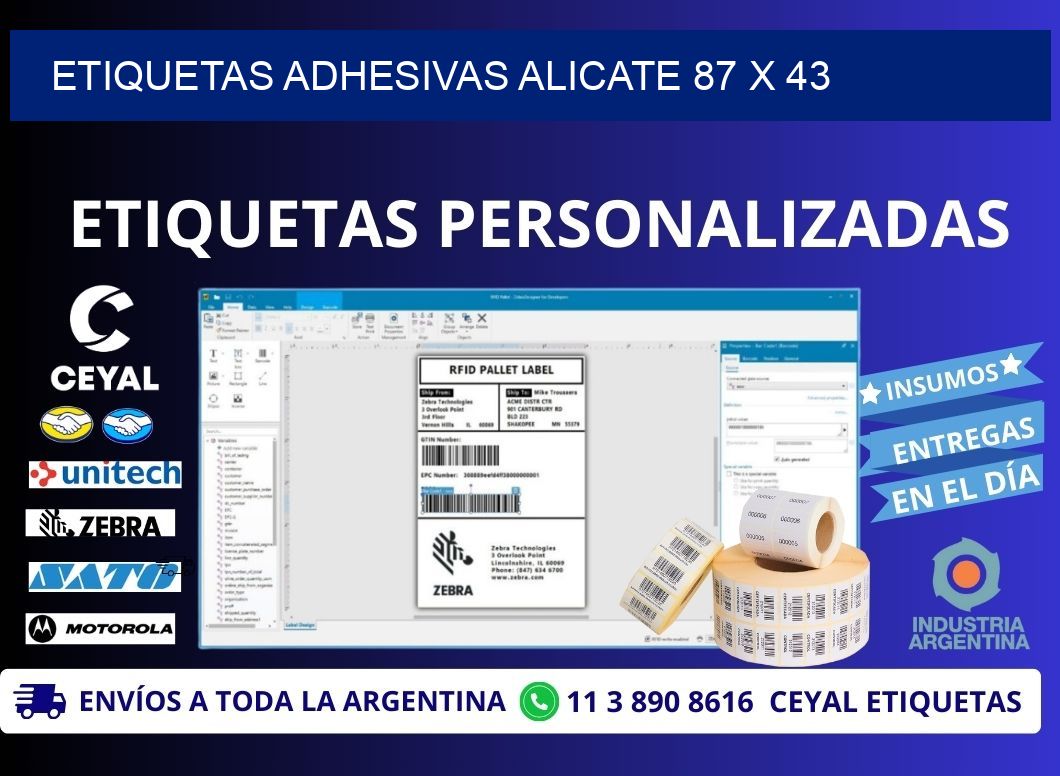 ETIQUETAS ADHESIVAS ALICATE 87 x 43