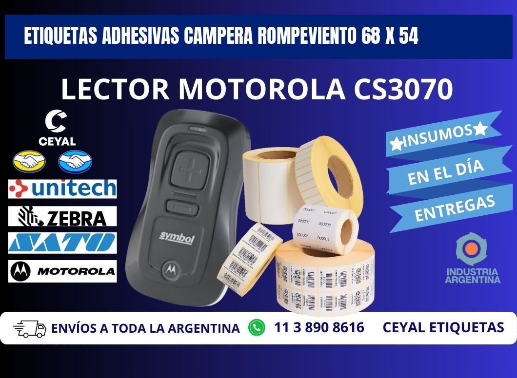 ETIQUETAS ADHESIVAS CAMPERA ROMPEVIENTO 68 x 54