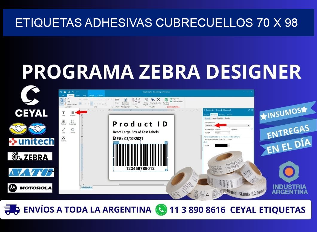 ETIQUETAS ADHESIVAS CUBRECUELLOS 70 x 98